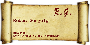 Rubes Gergely névjegykártya